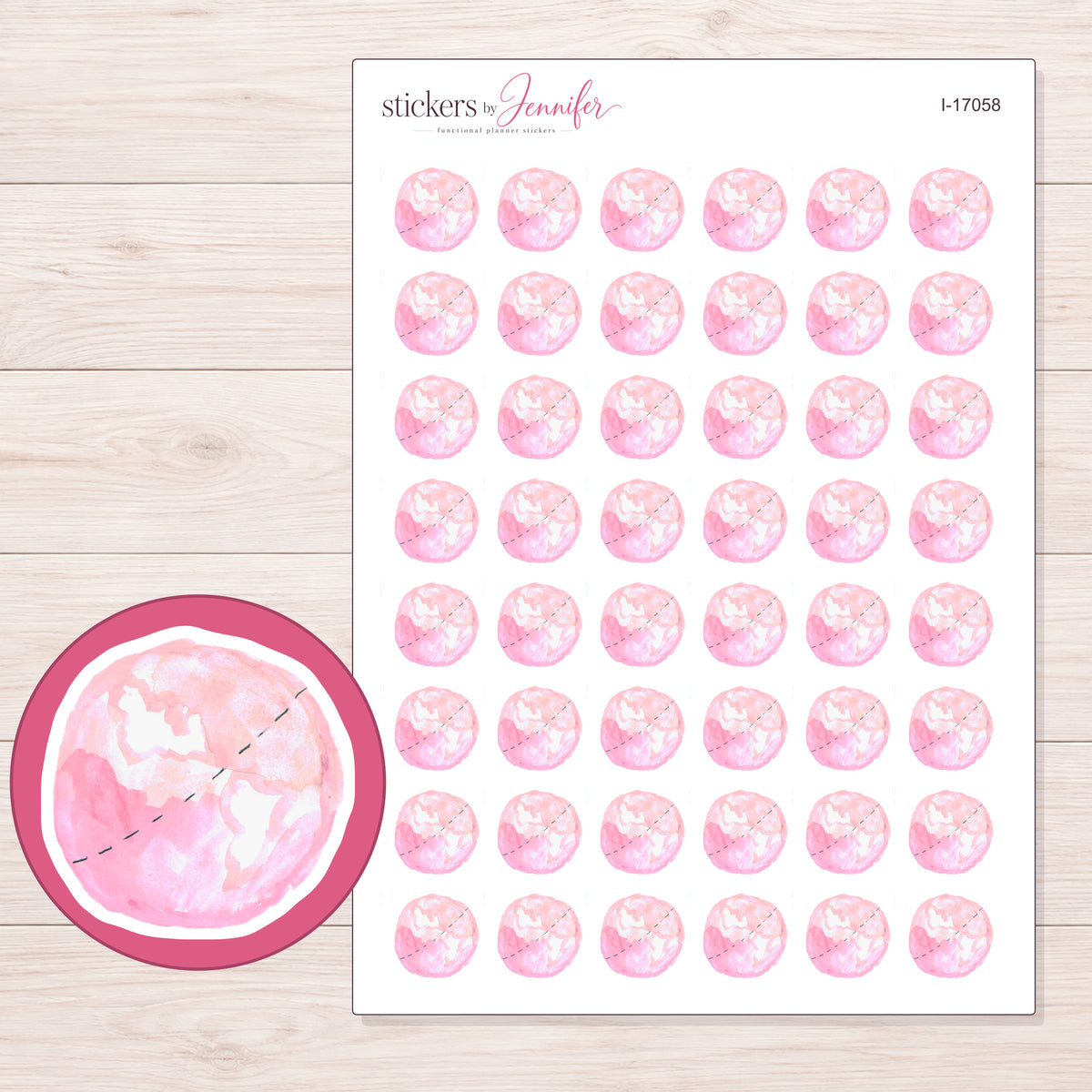 I-17058 planner sticker sheet with enlarged sticker detail