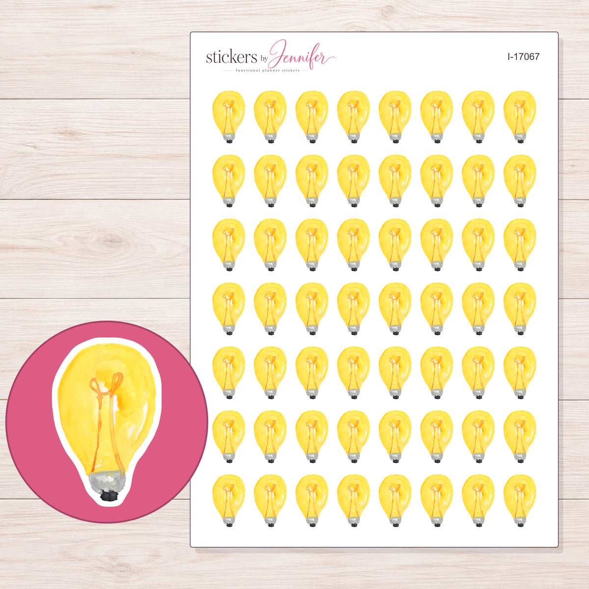 I-17067 planner sticker sheet with enlarged sticker detail