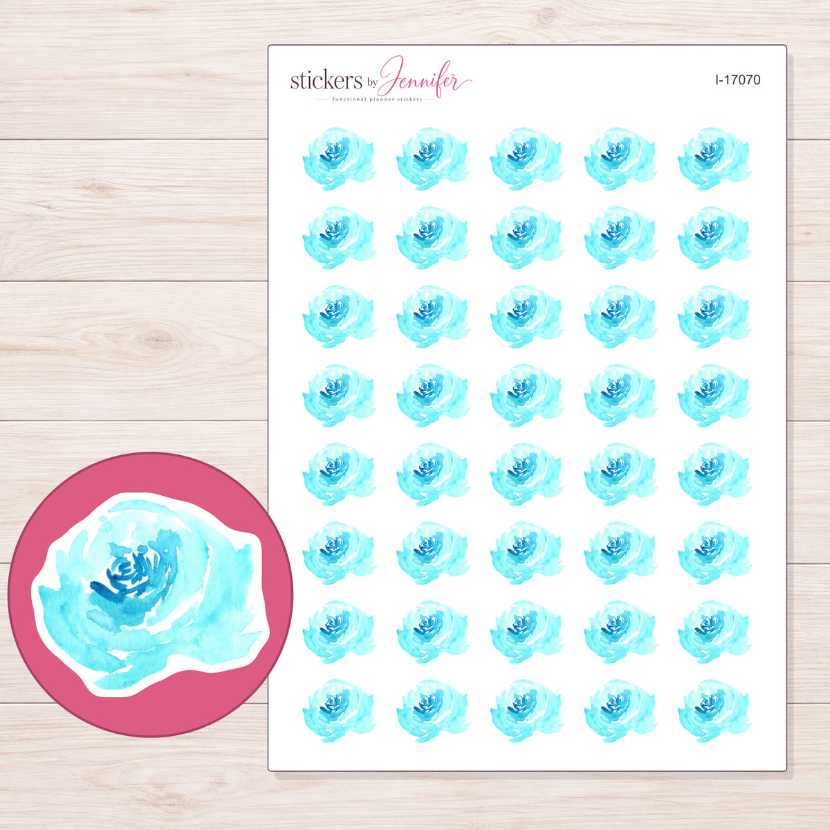 I-17070 planner sticker sheet with enlarged sticker detail