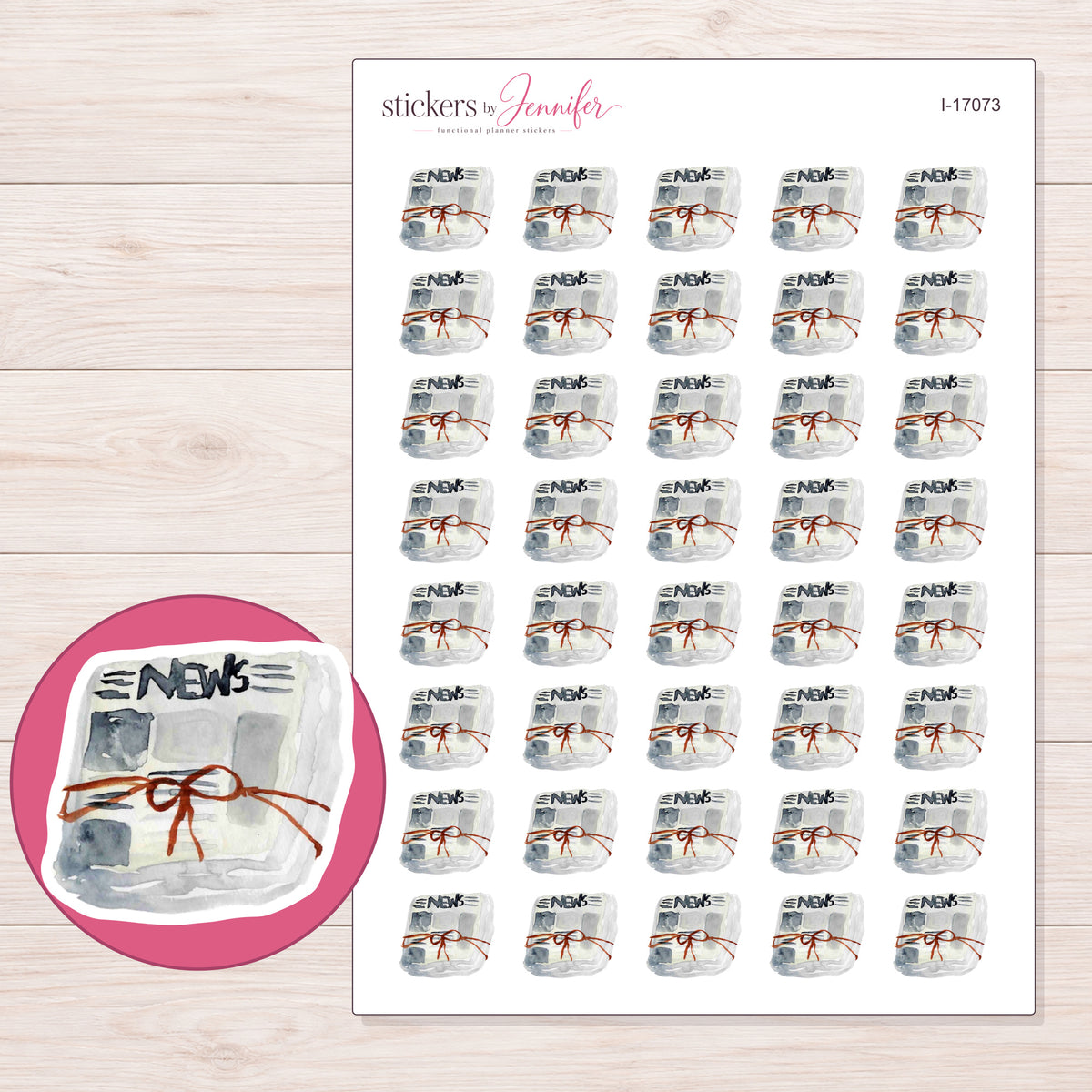 I-17073 planner sticker sheet with enlarged sticker detail