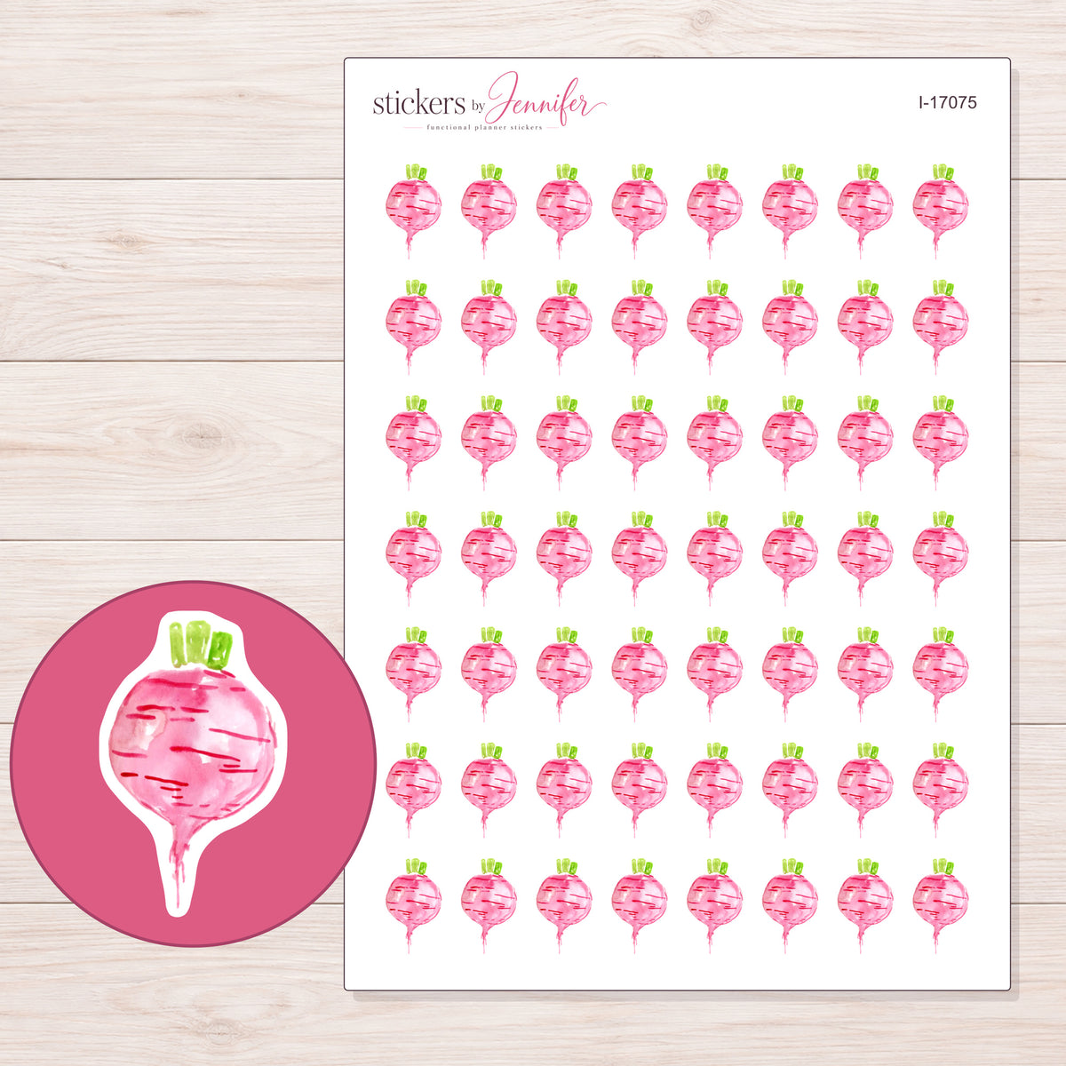 I-17075 planner sticker sheet with enlarged sticker detail