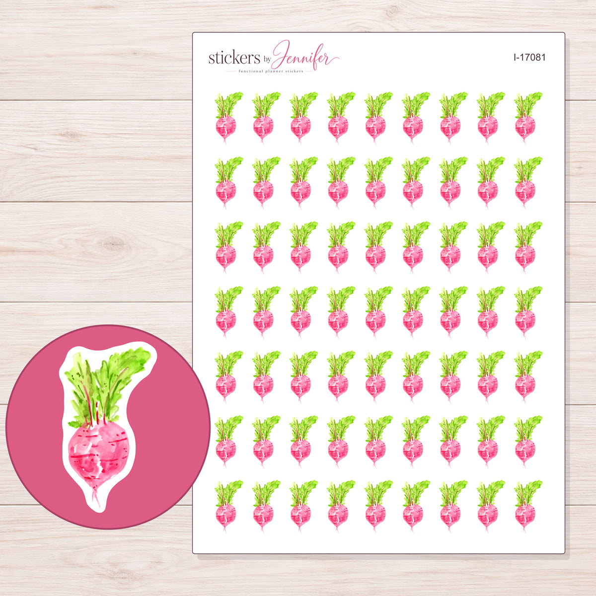 I-17081 planner sticker sheet with enlarged sticker detail
