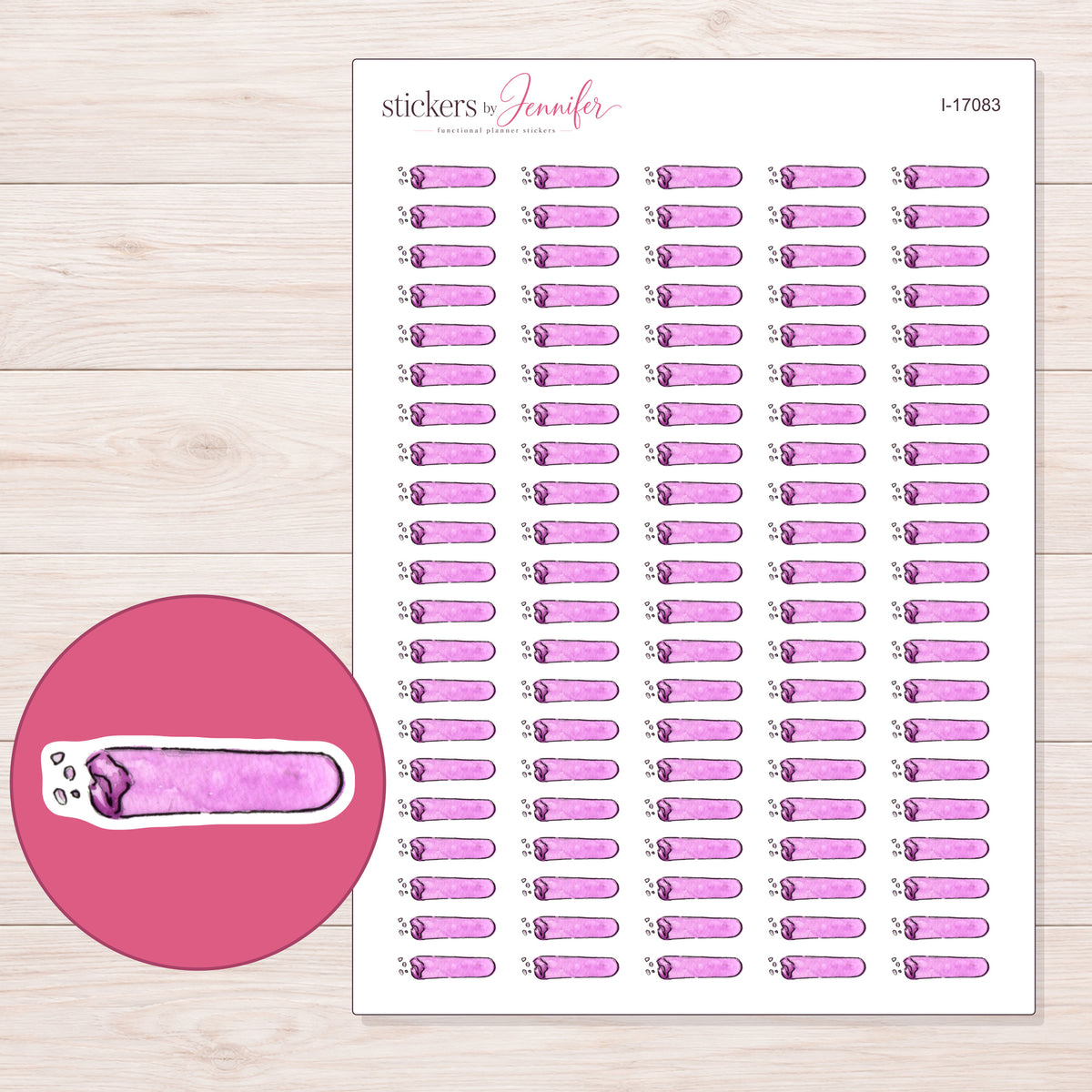 I-17083 planner sticker sheet with enlarged sticker detail