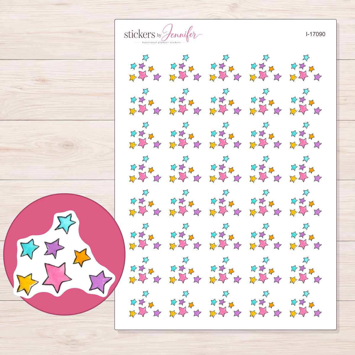 I-17090 planner sticker sheet with enlarged sticker detail