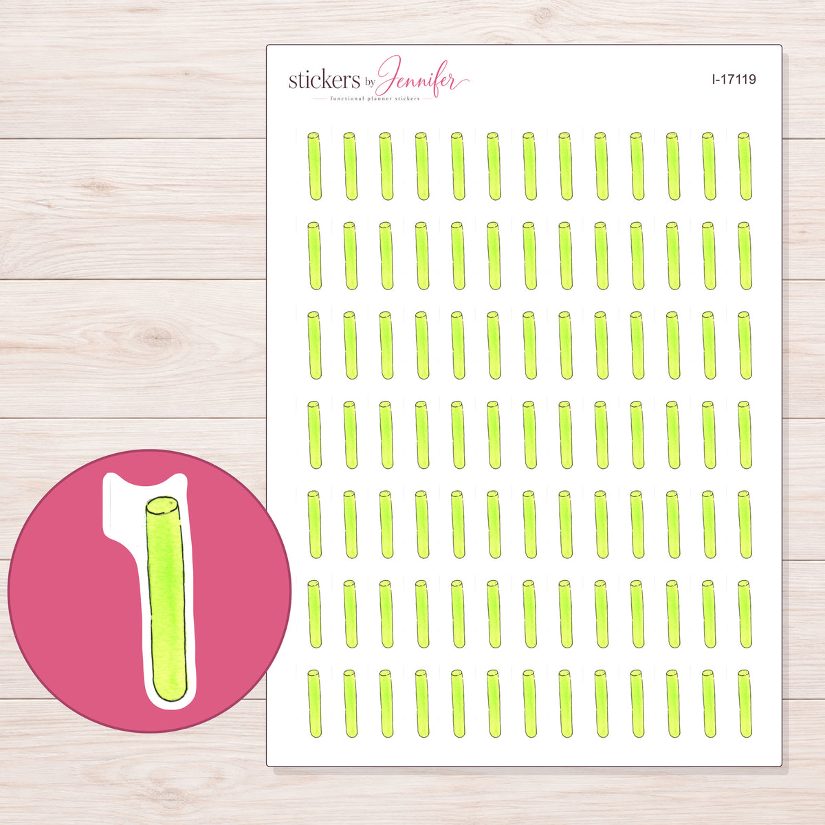 I-17119 planner sticker sheet with enlarged sticker detail