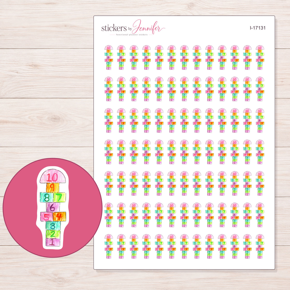 I-17131 planner sticker sheet with enlarged sticker detail