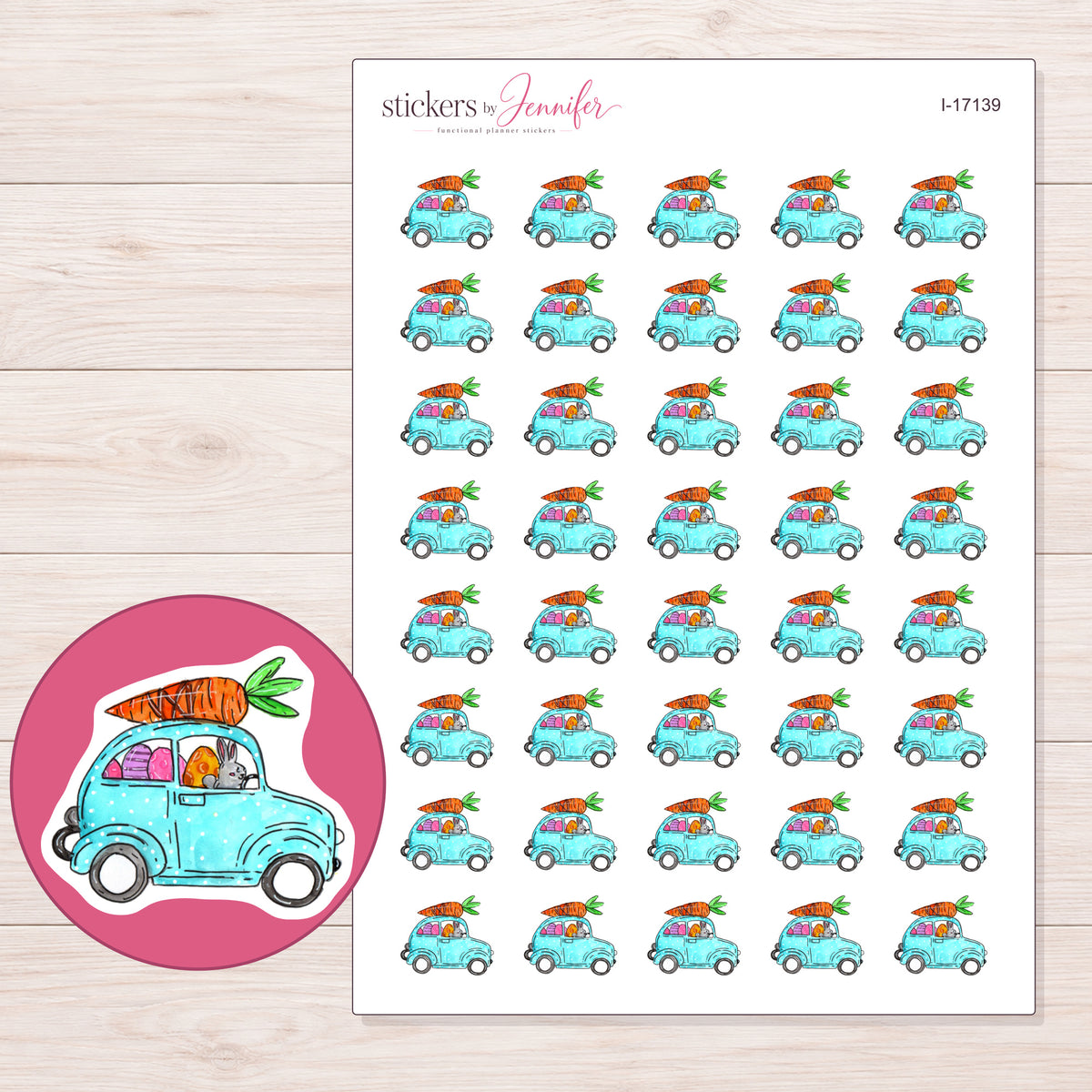 I-17139 planner sticker sheet with enlarged sticker detail