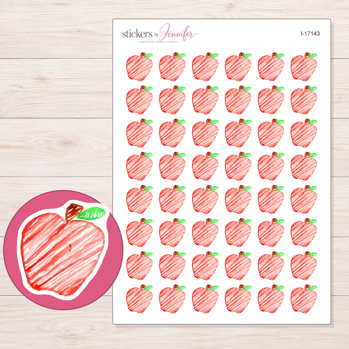 I-17143 planner sticker sheet with enlarged sticker detail