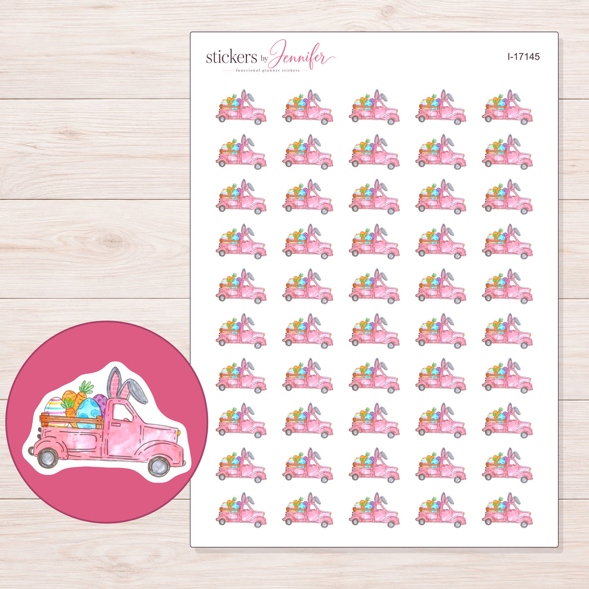 I-17145 planner sticker sheet with enlarged sticker detail