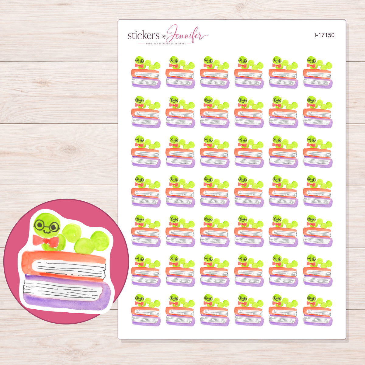 I-17150 planner sticker sheet with enlarged sticker detail