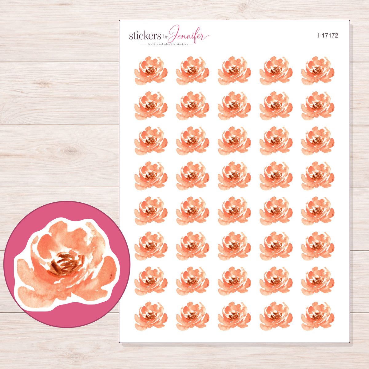 I-17172 planner sticker sheet with enlarged sticker detail