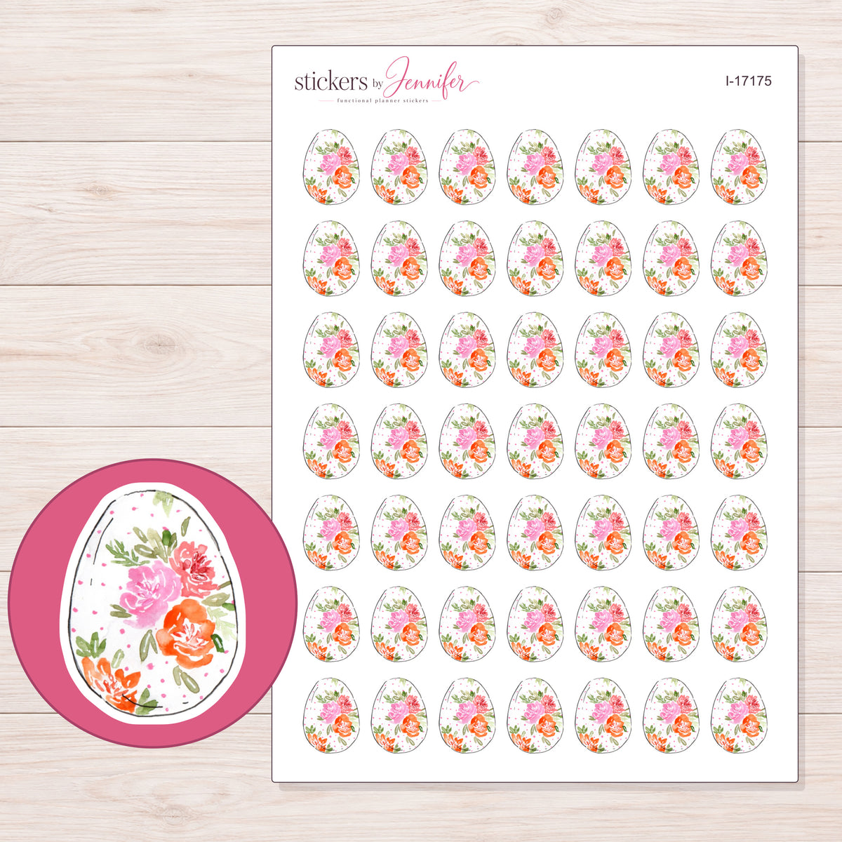I-17175 planner sticker sheet with enlarged sticker detail