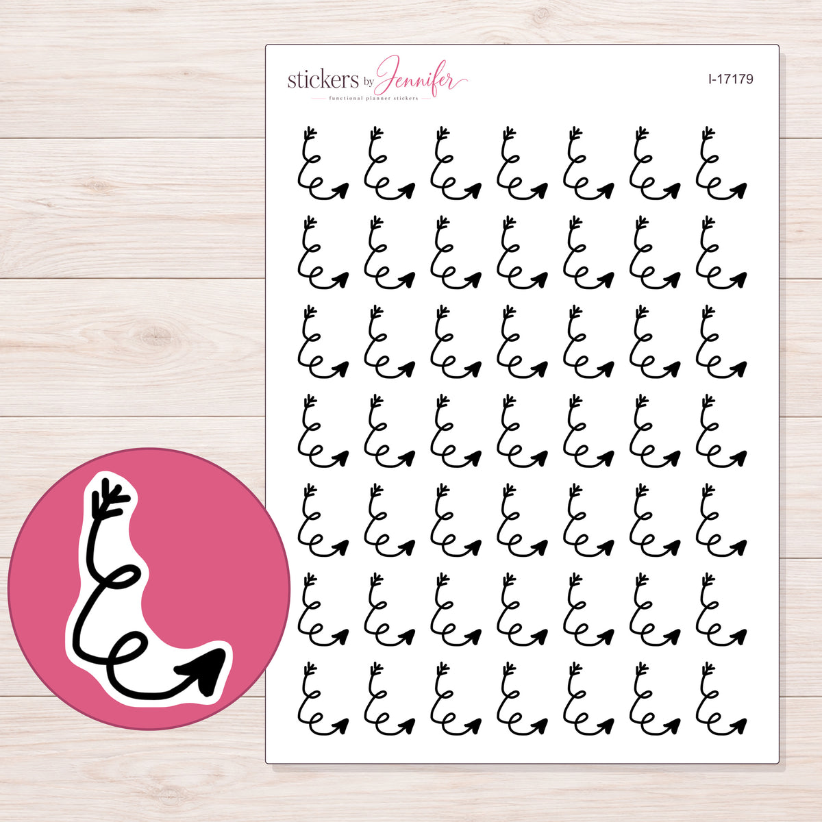 I-17179 planner sticker sheet with enlarged sticker detail