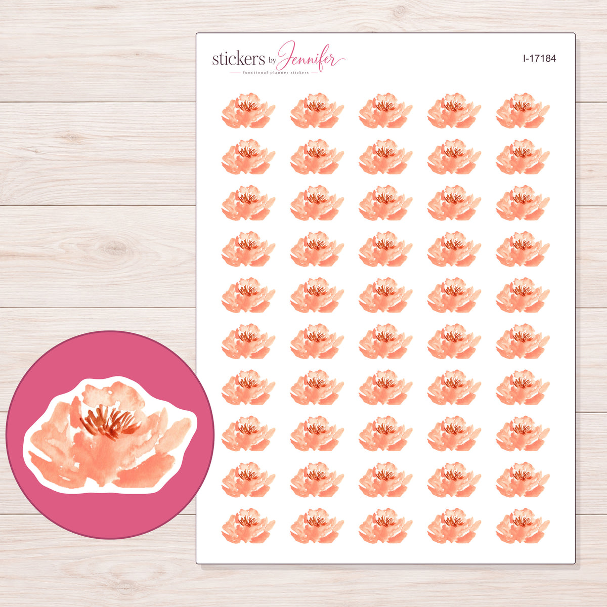 I-17184 planner sticker sheet with enlarged sticker detail