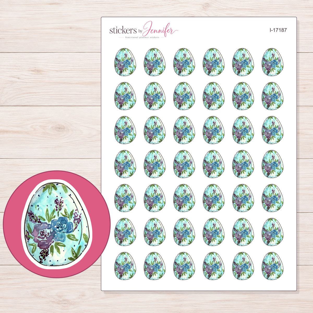 I-17187 planner sticker sheet with enlarged sticker detail