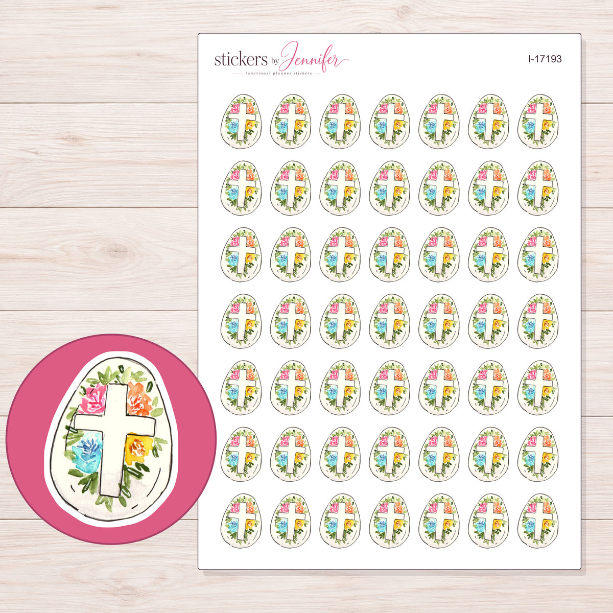 I-17193 planner sticker sheet with enlarged sticker detail