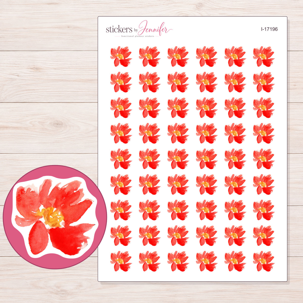 I-17196 planner sticker sheet with enlarged sticker detail