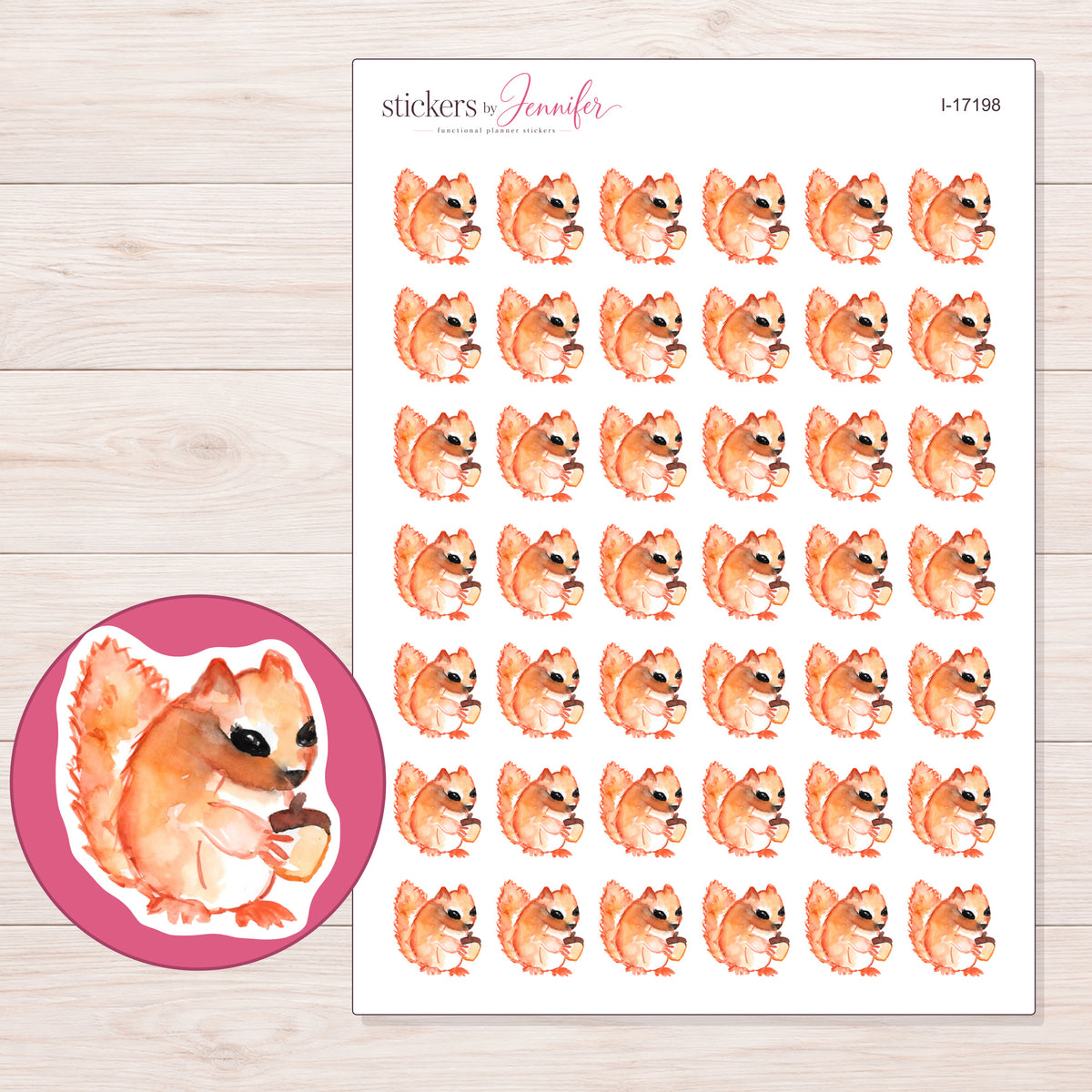 I-17198 planner sticker sheet with enlarged sticker detail
