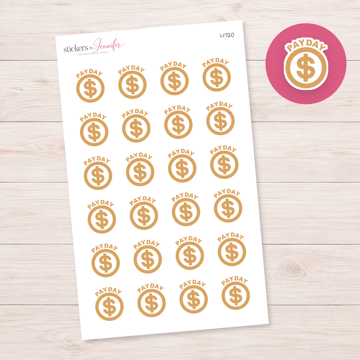 Tan Payday Dollar Circle Planner Stickers | I-1720