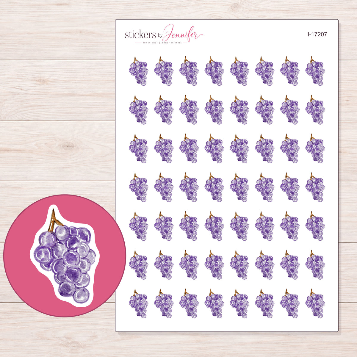I-17207 planner sticker sheet with enlarged sticker detail