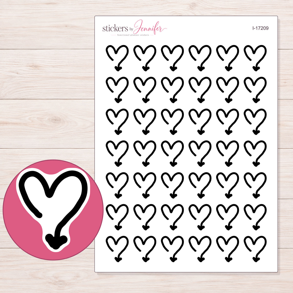 I-17209 planner sticker sheet with enlarged sticker detail