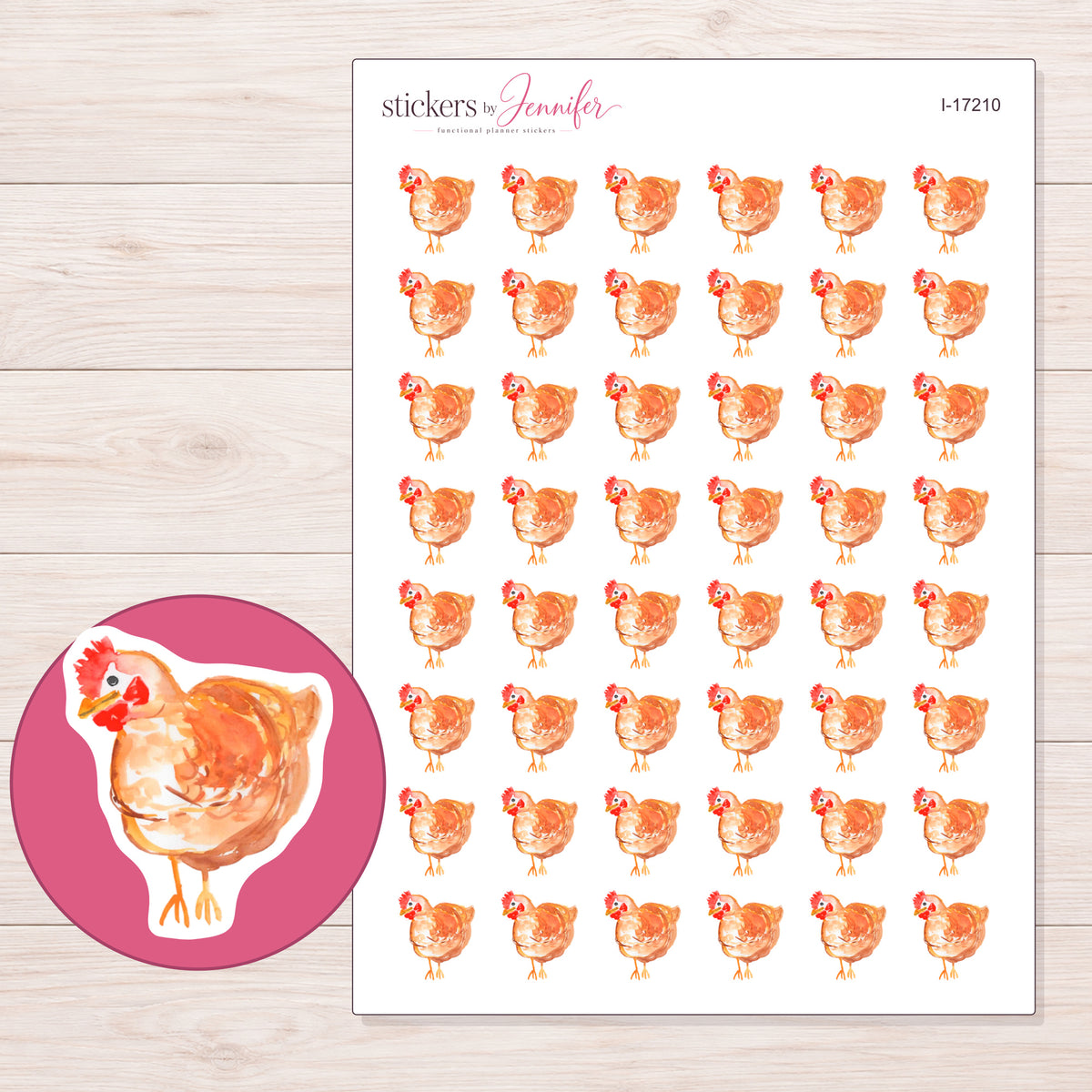 I-17210 planner sticker sheet with enlarged sticker detail