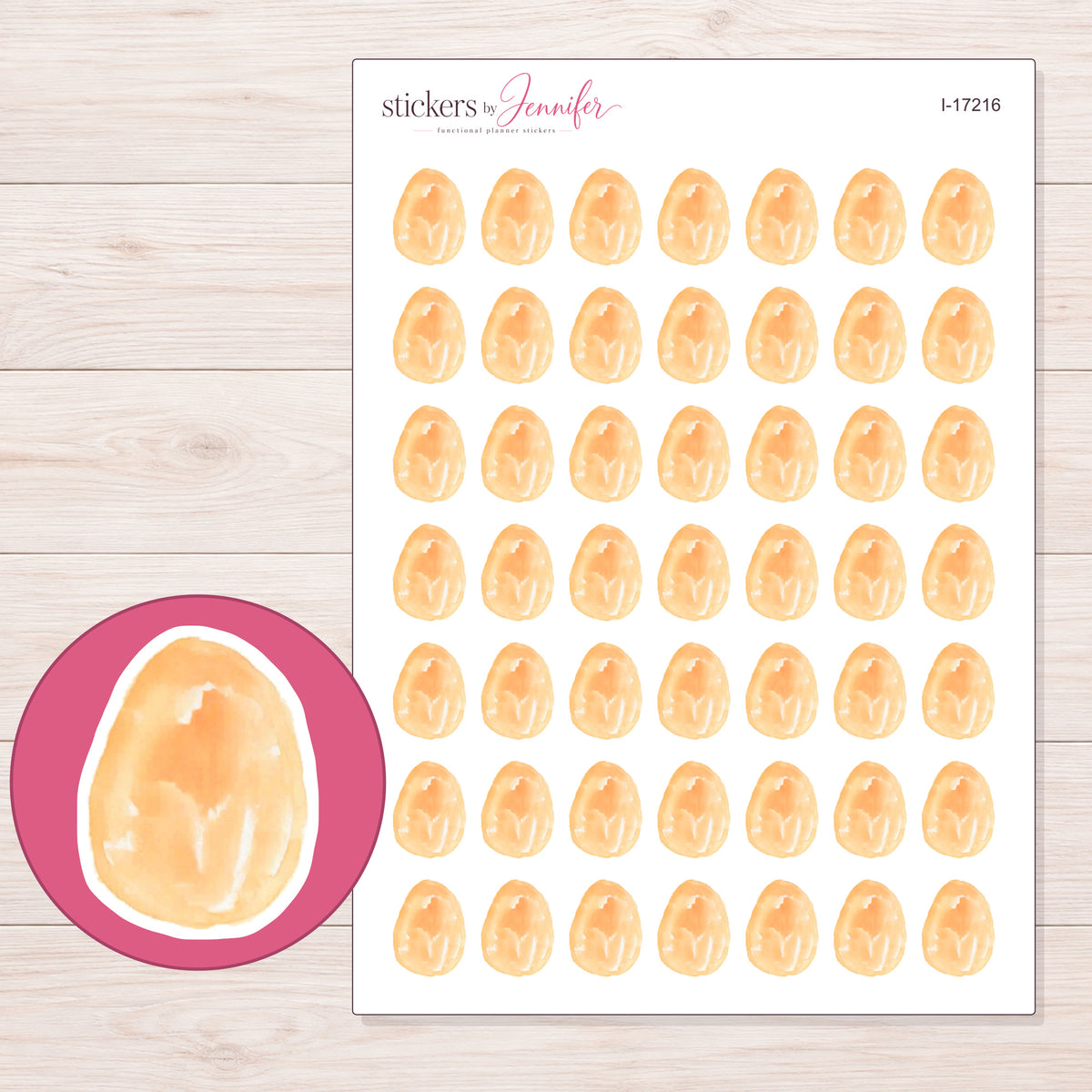 I-17216 planner sticker sheet with enlarged sticker detail