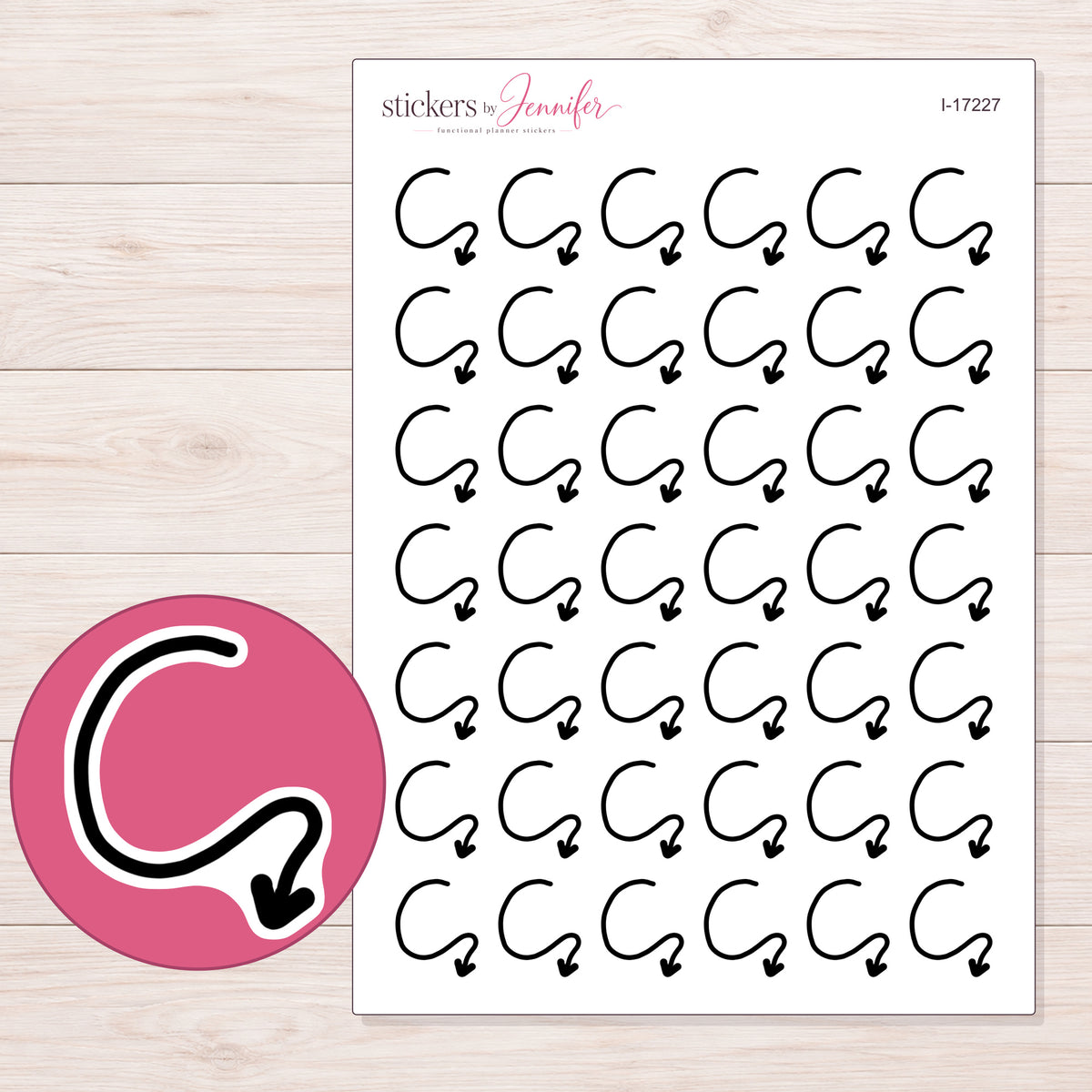 I-17227 planner sticker sheet with enlarged sticker detail