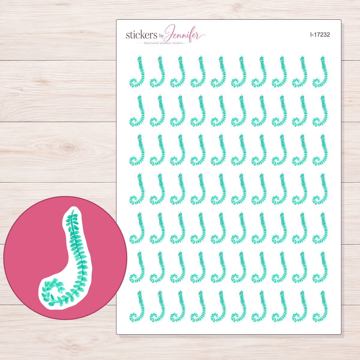 I-17232 planner sticker sheet with enlarged sticker detail