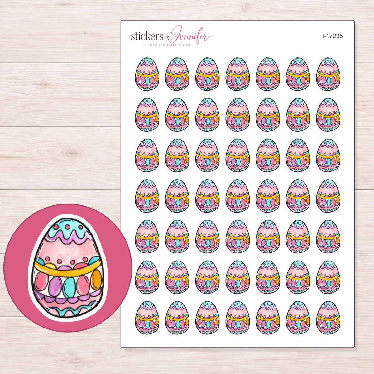 I-17235 planner sticker sheet with enlarged sticker detail