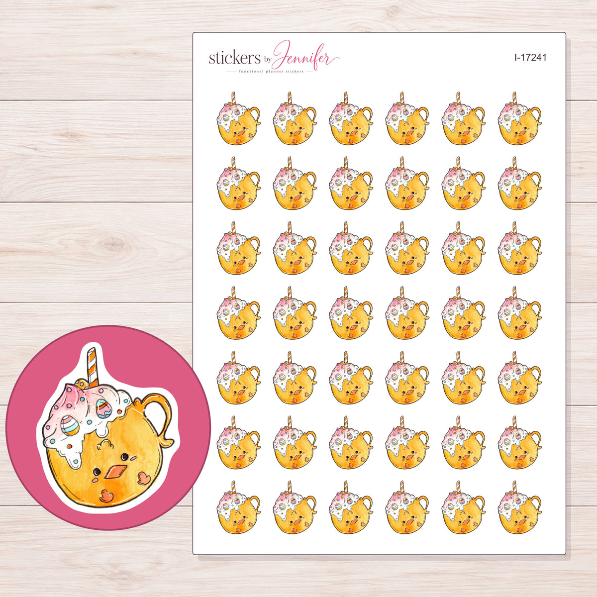 I-17241 planner sticker sheet with enlarged sticker detail