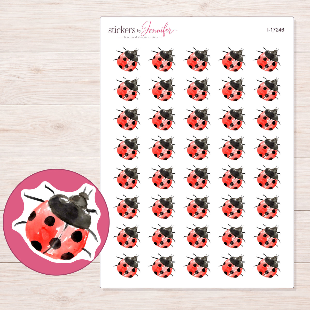 I-17246 planner sticker sheet with enlarged sticker detail