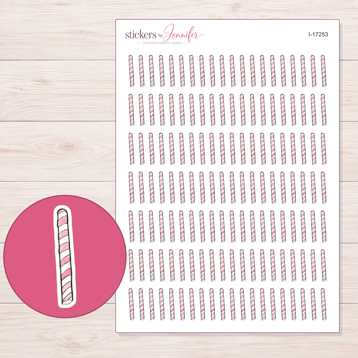 I-17253 planner sticker sheet with enlarged sticker detail