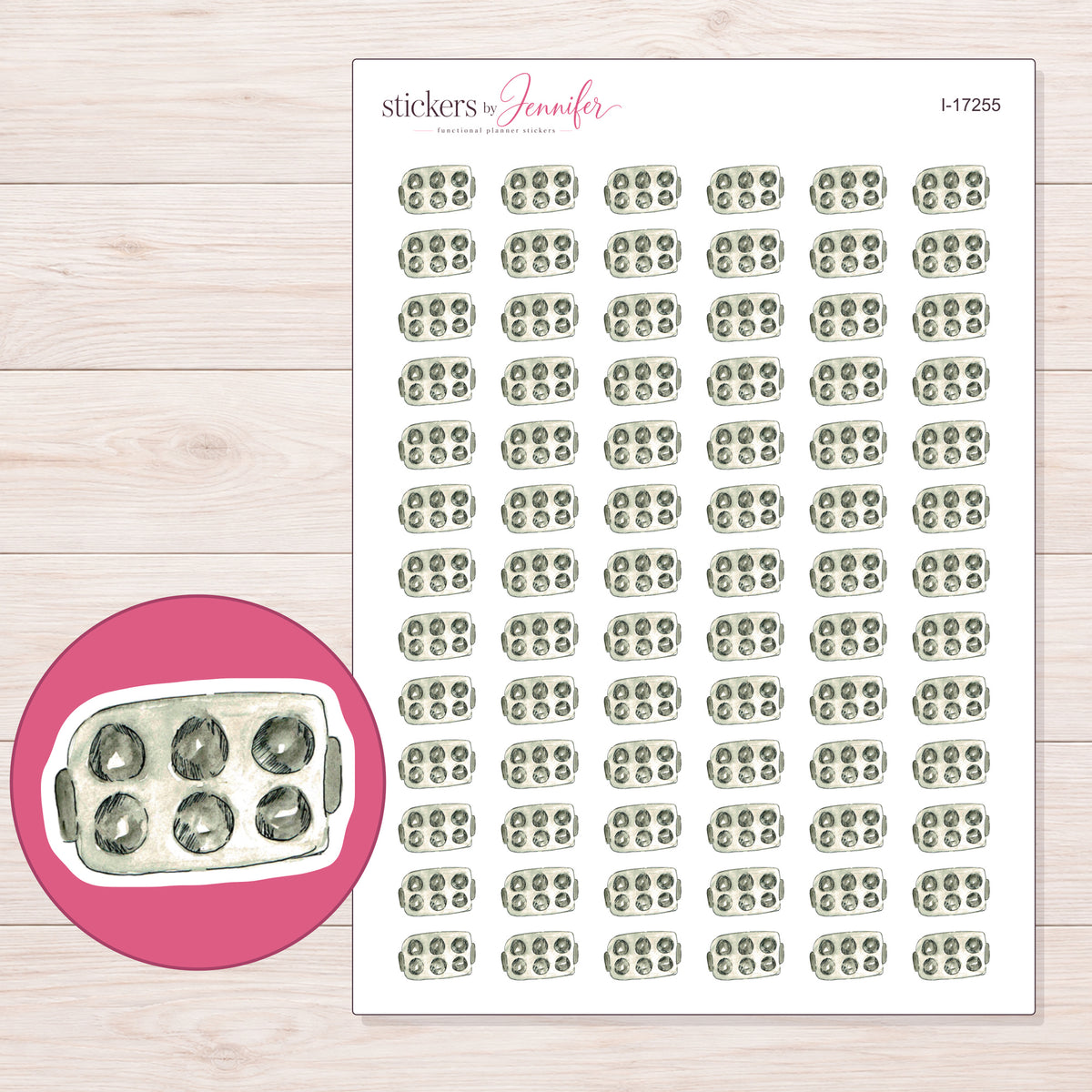 I-17255 planner sticker sheet with enlarged sticker detail