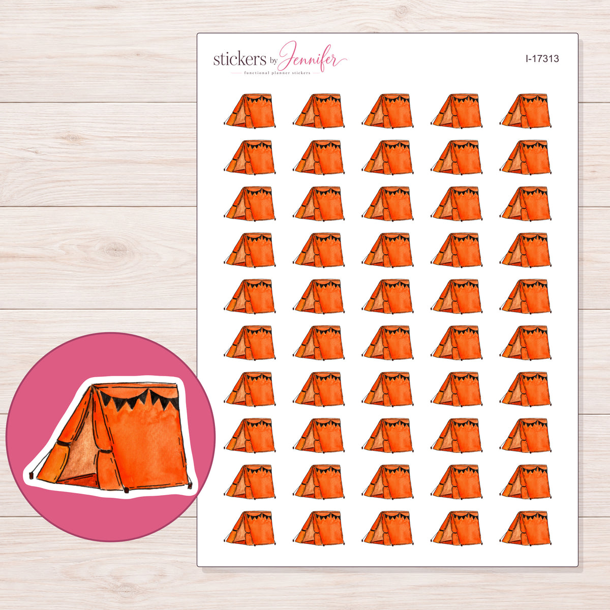 I-17313 planner sticker sheet with enlarged sticker detail