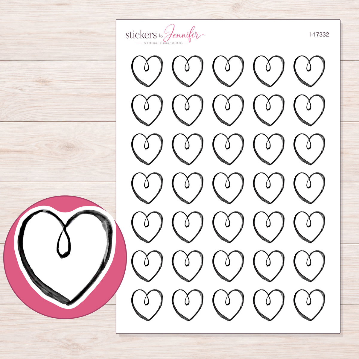 I-17332 planner sticker sheet with enlarged sticker detail