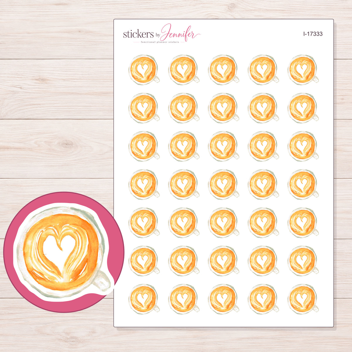 I-17333 planner sticker sheet with enlarged sticker detail