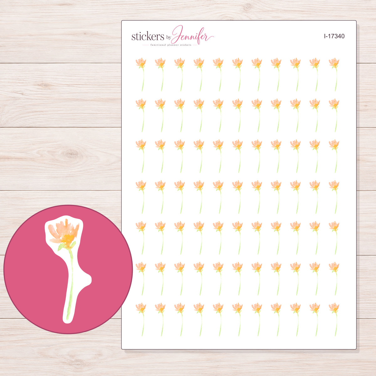 I-17340 planner sticker sheet with enlarged sticker detail