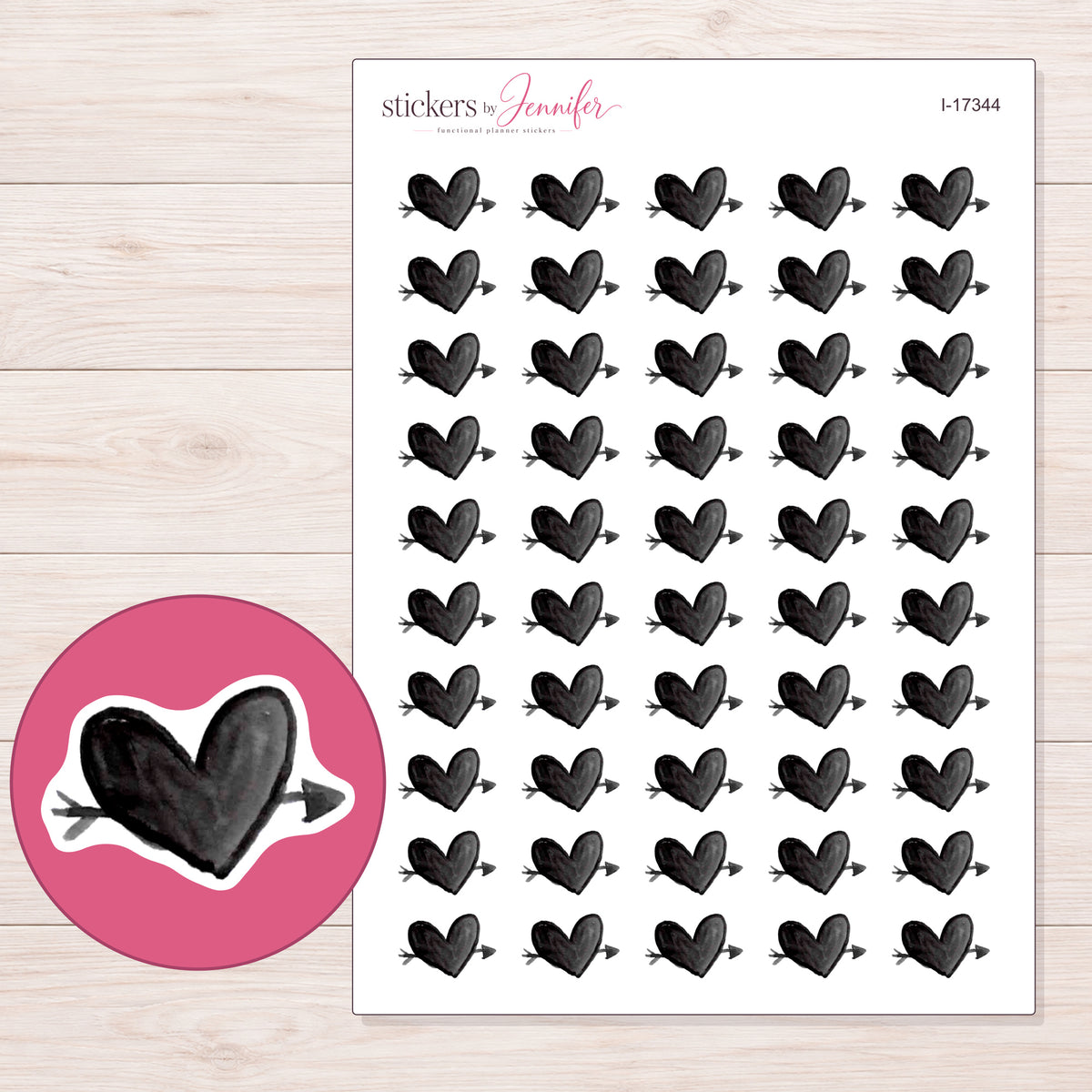 I-17344 planner sticker sheet with enlarged sticker detail