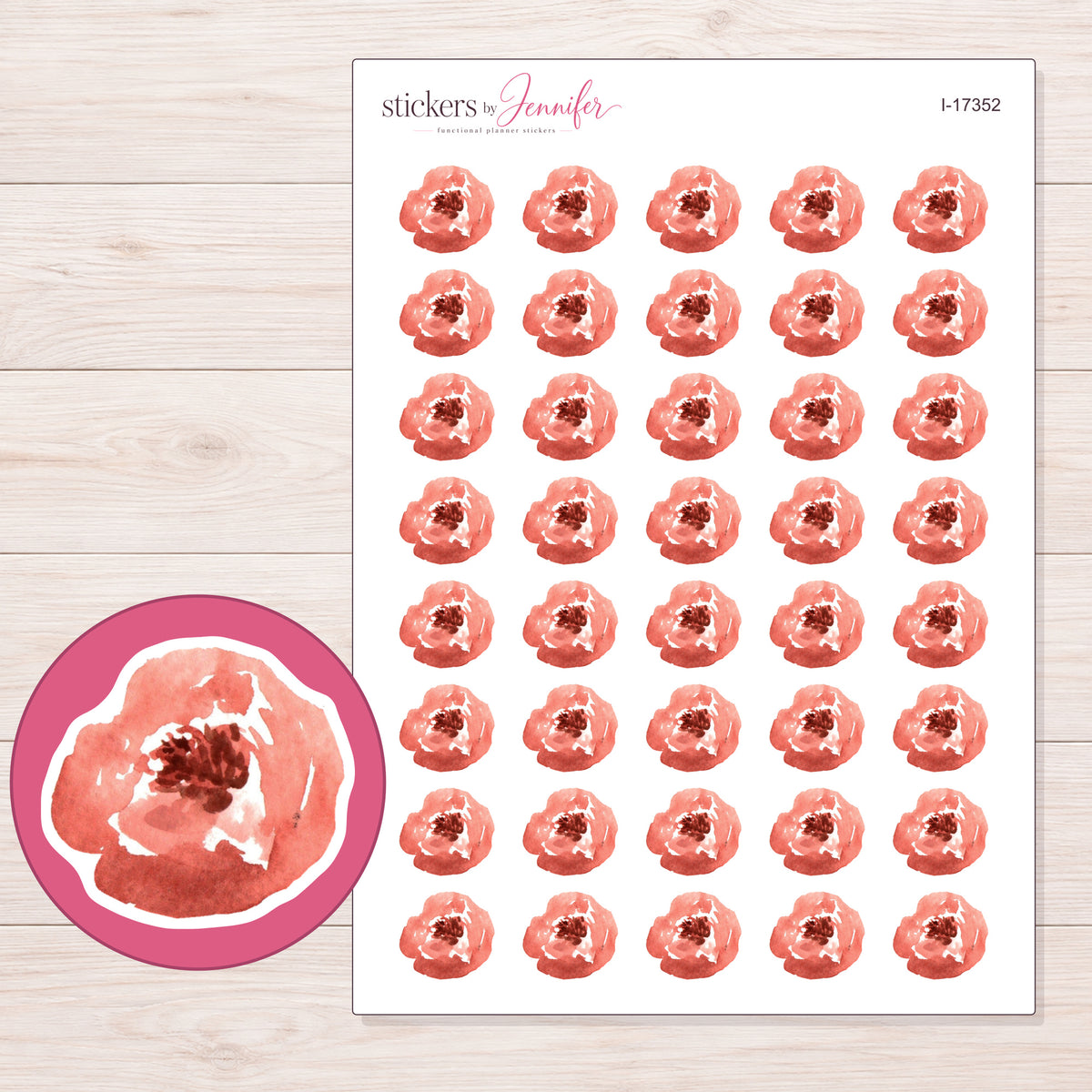 I-17352 planner sticker sheet with enlarged sticker detail