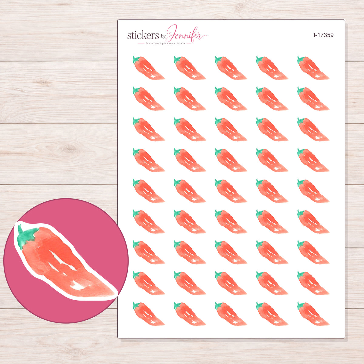 I-17359 planner sticker sheet with enlarged sticker detail