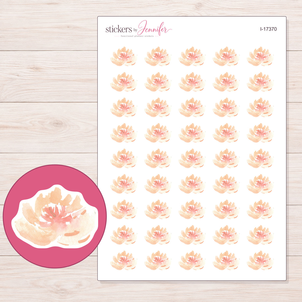 I-17370 planner sticker sheet with enlarged sticker detail