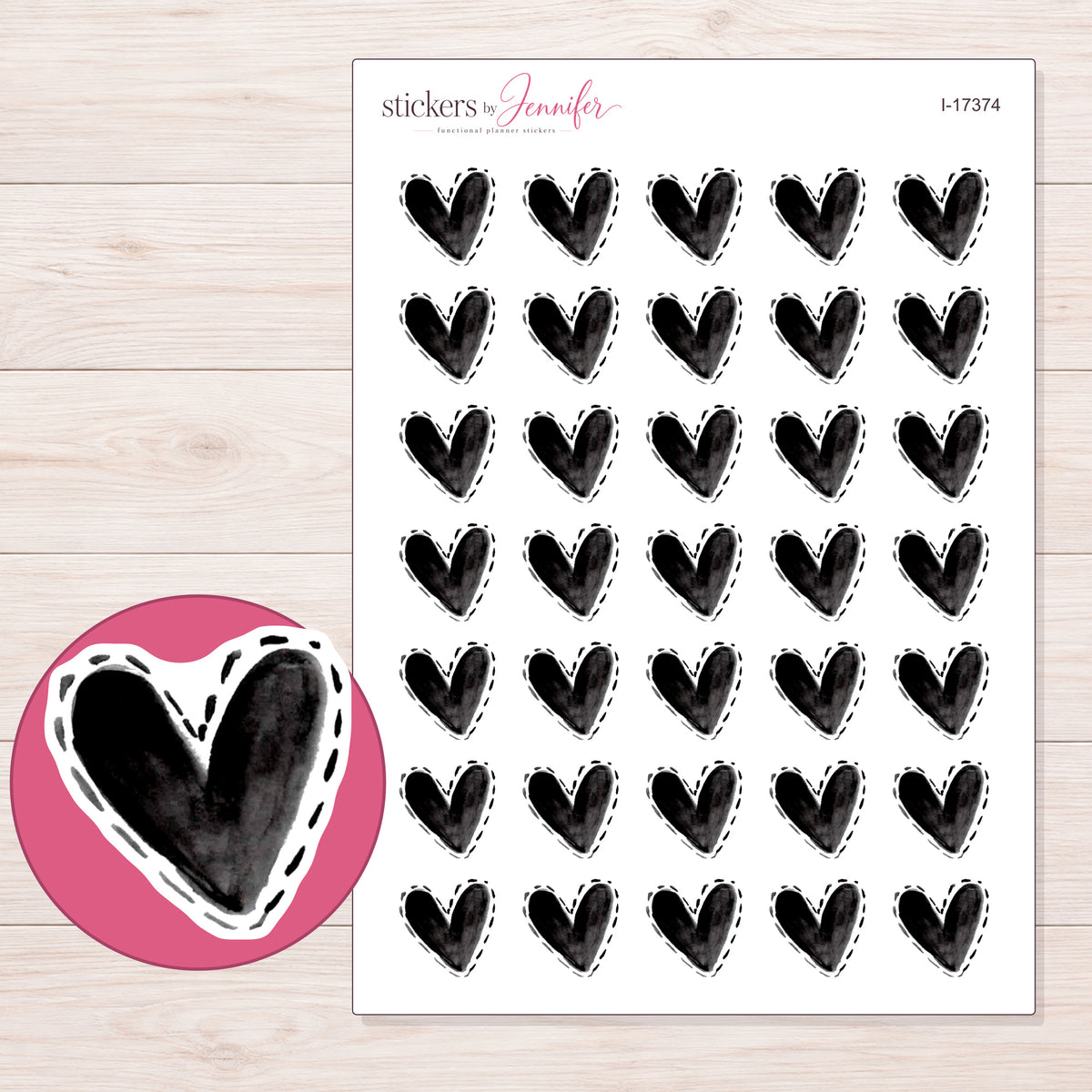 I-17374 planner sticker sheet with enlarged sticker detail