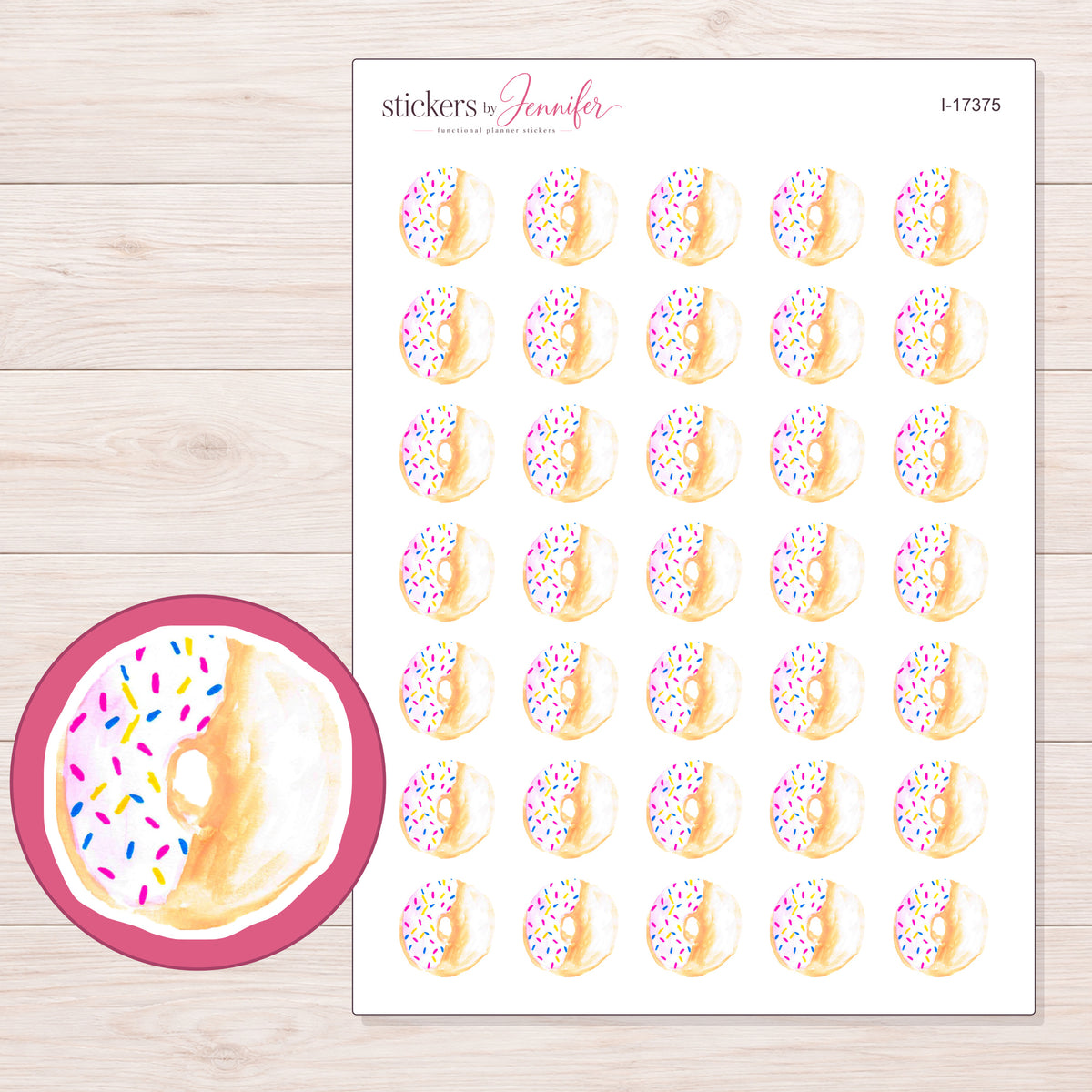 I-17375 planner sticker sheet with enlarged sticker detail