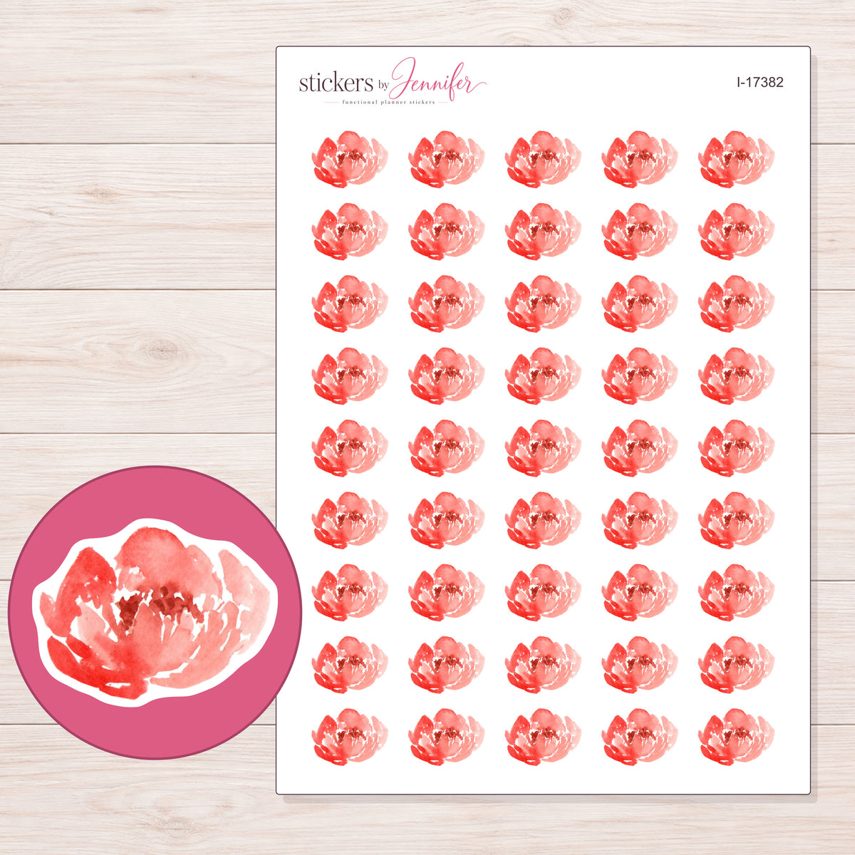 I-17382 planner sticker sheet with enlarged sticker detail