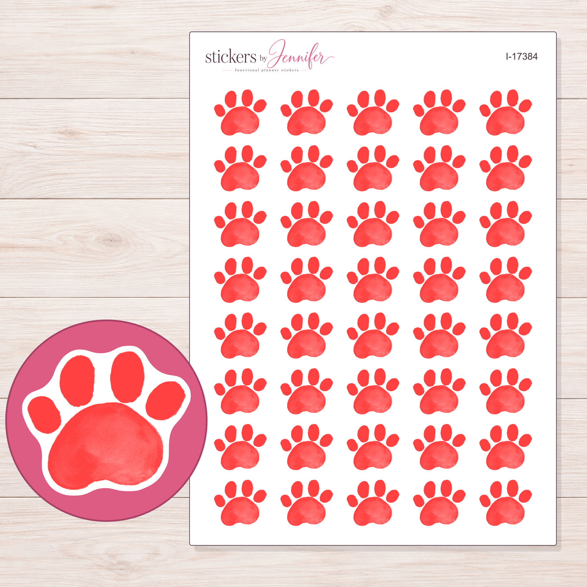 I-17384 planner sticker sheet with enlarged sticker detail