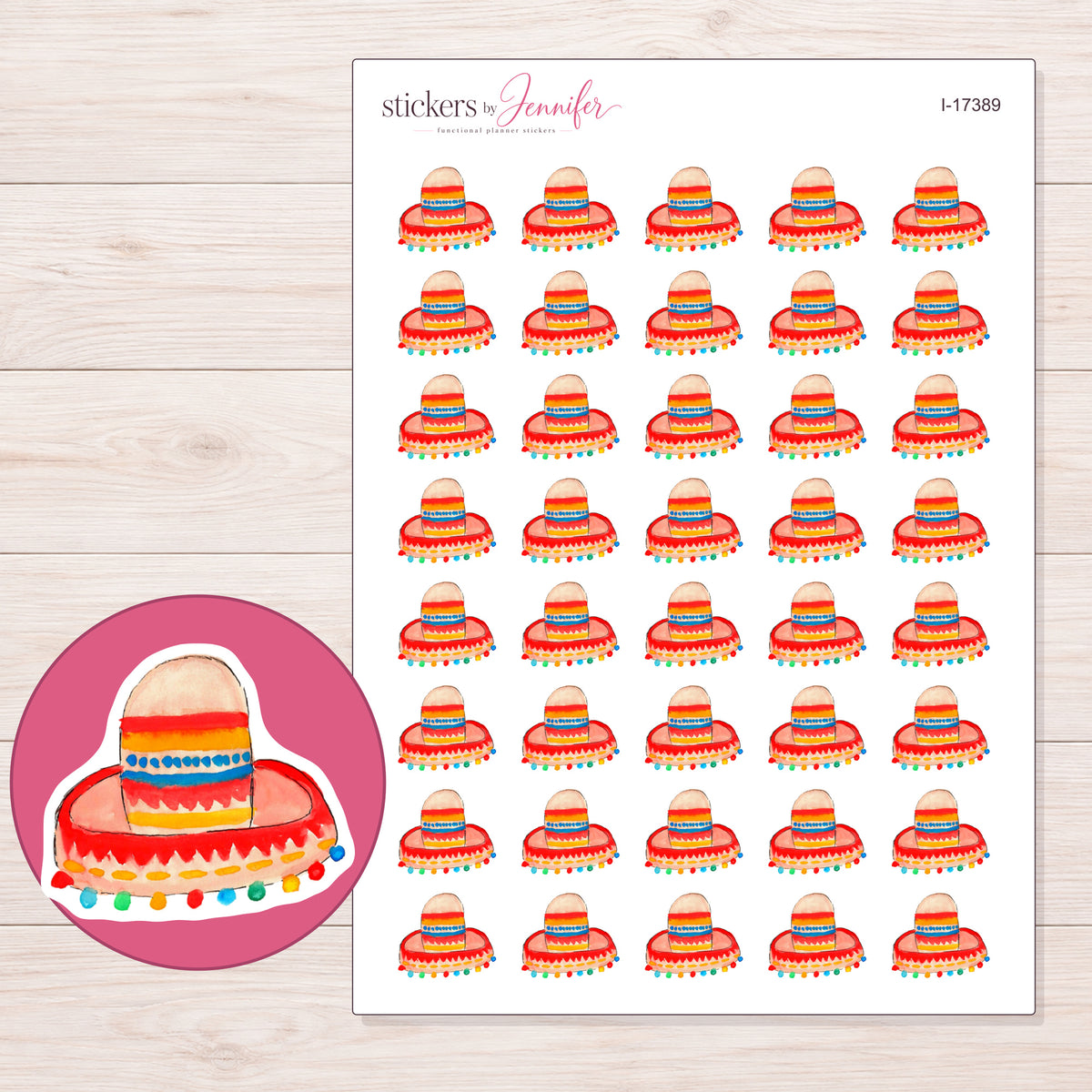 I-17389 planner sticker sheet with enlarged sticker detail