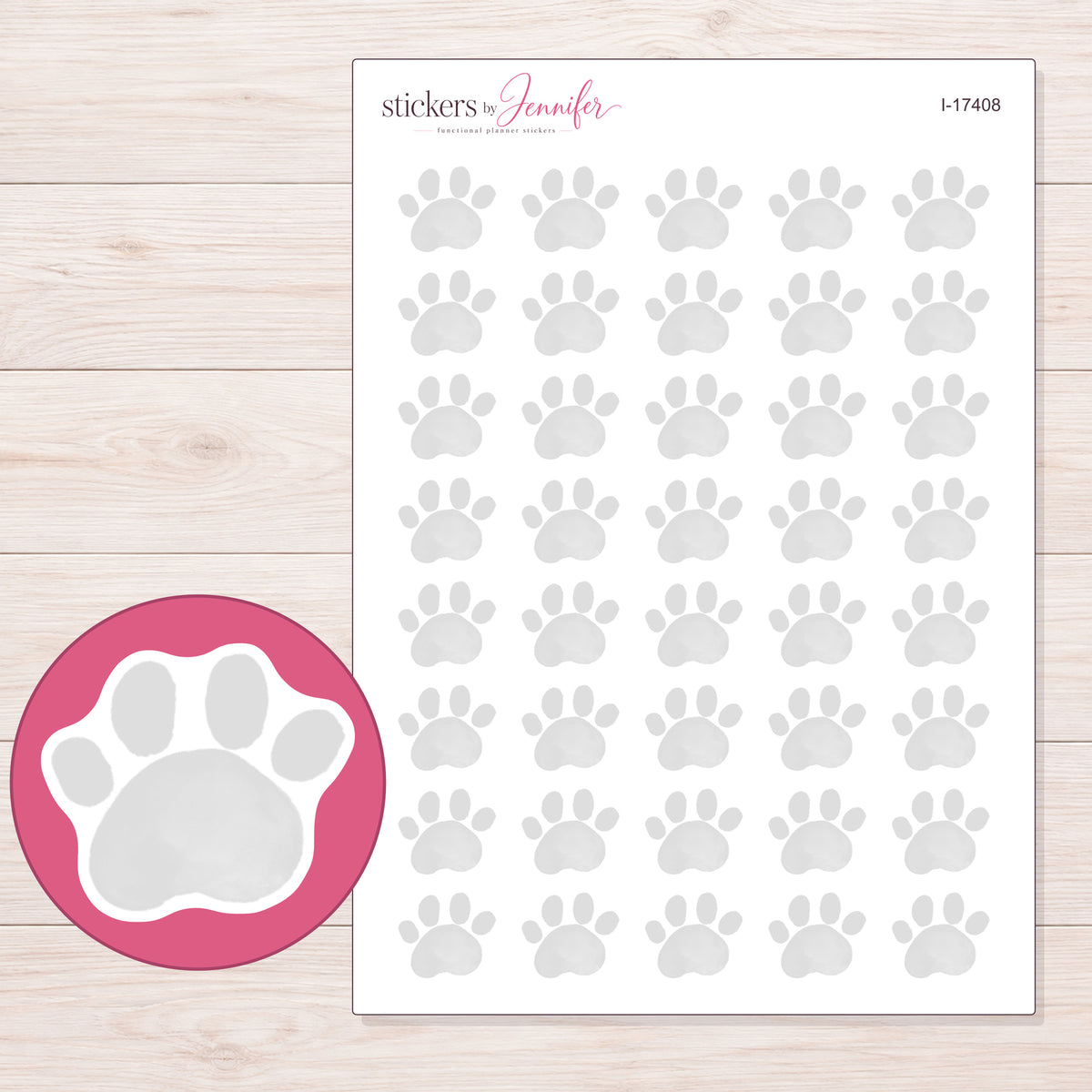 I-17408 planner sticker sheet with enlarged sticker detail