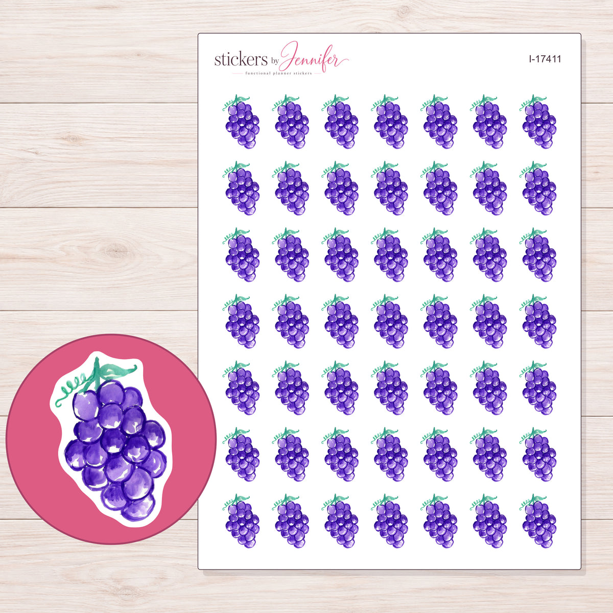 I-17411 planner sticker sheet with enlarged sticker detail
