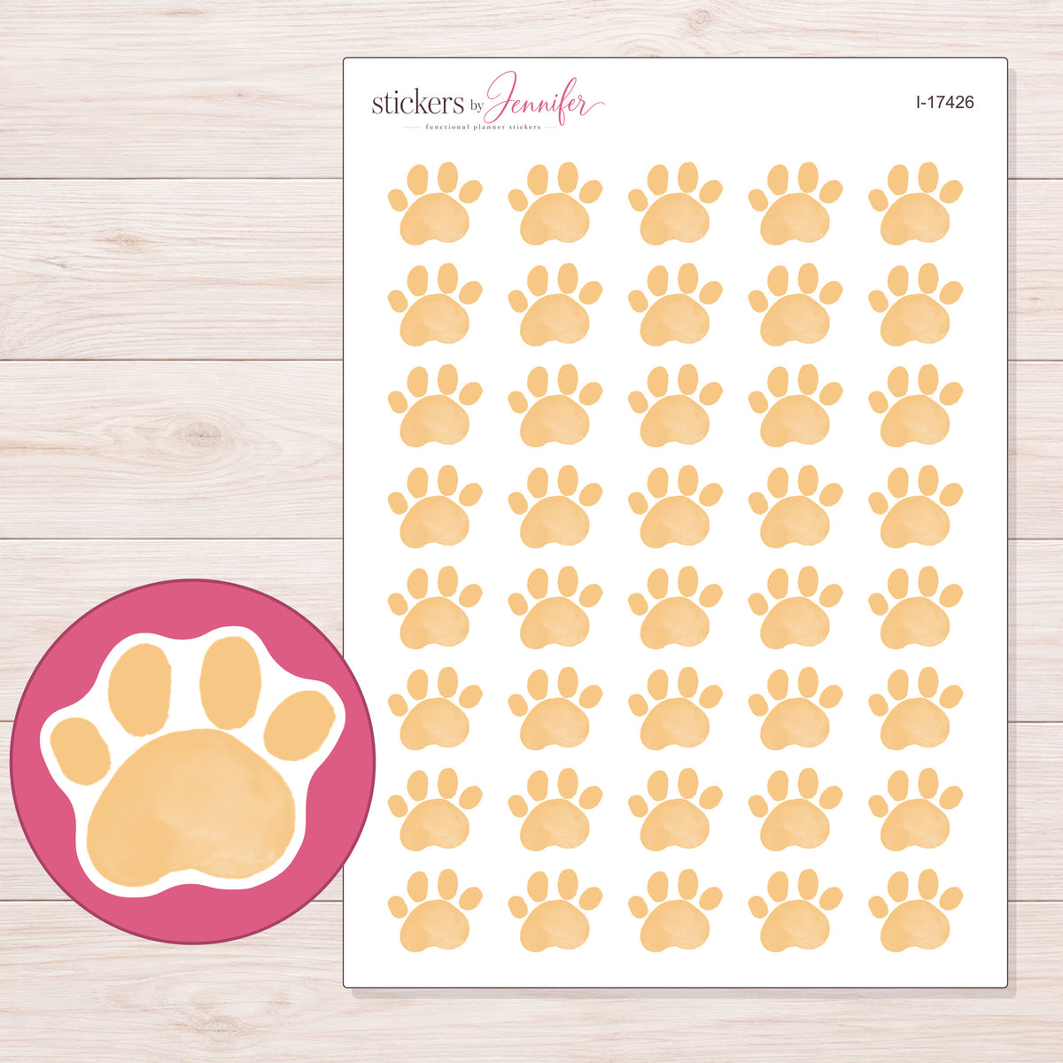 I-17426 planner sticker sheet with enlarged sticker detail